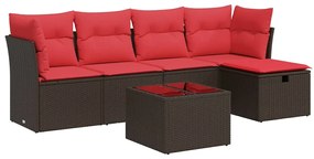 vidaXL 6 részes barna polyrattan kerti ülőgarnitúra párnával
