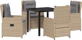 vidaXL Kert étkező szett 5 pcs Beige és Világosszürke polirattan