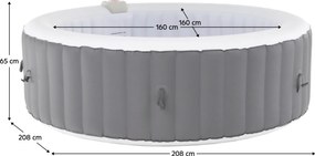Felfújható pezsgőfürdő, fehér/szürke, 4-6 személy, 1000 l, KAMINO NEW TYP 2