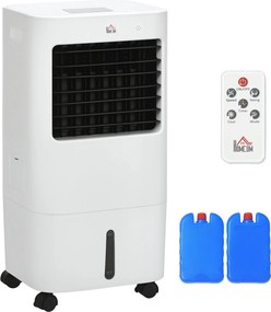 HOMCOM 3 az 1-ben Mobil Klímaberendezés Párásítással, Víz hűtés, 15L, 60°-os Oszcilláló Klímaberendezés, 65W Hűtő, 8 órás Időzítő, Távvezérlés, Haszná