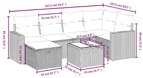 7 részes fekete polyrattan kerti ülőgarnitúra párnával