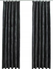 Függöny akasztóval, 2 db, bársonyos, antracit, 140x225 cm F19