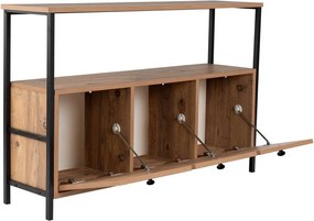 Natúr színű konzolasztal borovi fenyő dekorral 29,5x120 cm Solace – Kalune Design