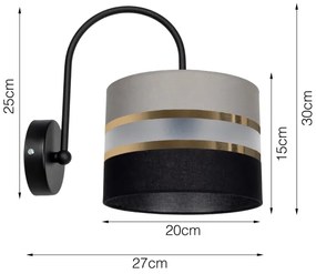 Fali lámpa CORAL 1xE27/60W/230V fekete/szürke