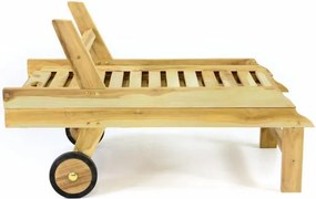 DIVERO Kerti nyugágy kerekekkel teak fa
