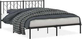 vidaXL fekete fém ágykeret fejtámlával 160 x 200 cm