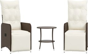 vidaXL 2 db barna polyrattan dönthető kerti szék asztallal