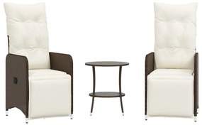 vidaXL 2 db barna polyrattan dönthető kerti szék asztallal