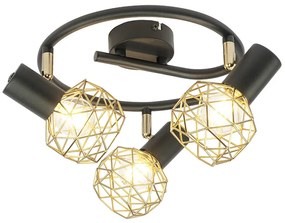 Design fekete, arany színű, 3 lámpával állítható - háló