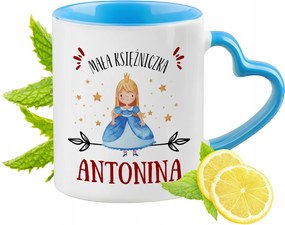 Kék bögre szív alakú füllel Antonina számára Ideális Ajándék