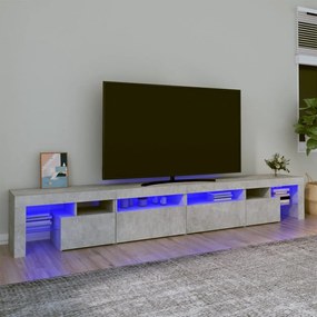 Betonszürke TV-szekrény LED lámpákkal 260x36,5x40 cm