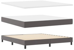 Boxspring ágy szürke színben, szuper king méret, műbőr