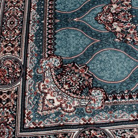 Gépi perzsa szőnyeg türkiz kék Tabriz 200x300 klasszikus nappali szőnyeg