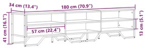 fekete szerelt fa TV-szekrény 180 x 34 x 41 cm