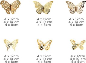 Butterflies Gold 36 db öntapadós aranyszínű pillangó - Ambiance