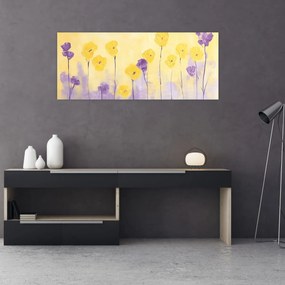 Kép - Lila és sárga virágok (120x50 cm)