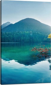 Vászonkép Nap a hegyek felett Tó Víz Nyugalom 60x100 cm