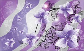 Flizelin fotótapéta Lila Virágok 3D Elegancia Térfogat 416x254 +ragasztó