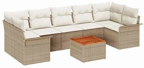 vidaXL Kerti Kanapé Szett párnával 8 pcs Bézs polirattan