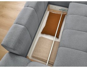 Sötétszürke zsenília kinyitható-tárolóhelyes sarokkanapé (jobb oldali-heverő résszel) Everest – Bobochic Paris