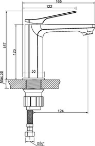 Invena Neri, mosogató csaptelep h-157, réz matt, INV-BU-P1-014-L