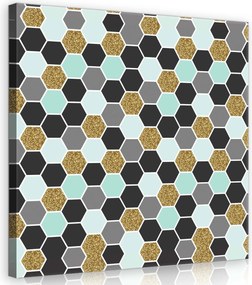 Vászonkép 40x40 Geometrikus minta hexagonok arany csillám modern design