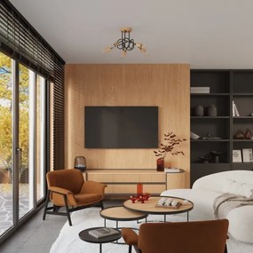 Sollux SL.1478 - Felületre szerelhető csillár EMBER 5xE27/15W/230V fekete/bézs/bükkfa