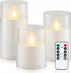 LED-es gyertyák lángmentes elemes időzítő 22x16cm 3 db-os szett