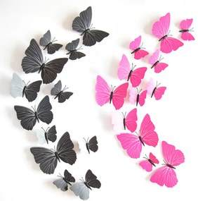 Falmatrica "Műanyag 3D lepkék - fekete" 12 db 6-12 cm