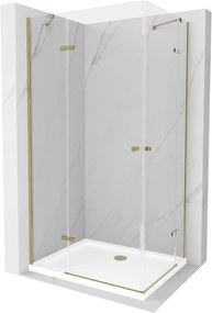 Mexen Roma Duo, zuhanykabin 100 (ajtó) x 90 (ajtó) cm, 6mm átlátszó üveg, arany profil + zuhanytálca, 854-100-090-50-02-4010G