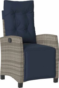 vidaXL szürke polyrattan dönthető kerti szék lábtartóval