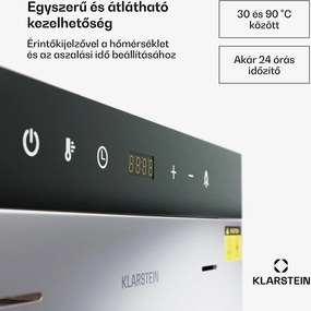 Klarstein MasterJerky 350, szárító, teljesítmény 2 000 W, hőmérséklet-tartomány 30 - 90 °C, 24 órás időzítő, rozsdamentes acél