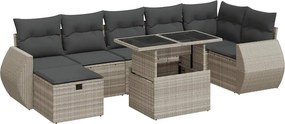 vidaXL 8 részes világosszürke polyrattan kerti ülőgarnitúra párnával
