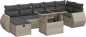 vidaXL 8 részes világosszürke polyrattan kerti ülőgarnitúra párnával