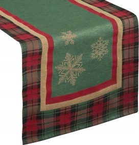 Futópad abrosz dekoratív Star 45x140 Eurofirany zöld piros rácsos