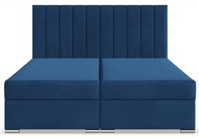 Agen ágy, bársony, 140 x 200, ágyneműtartóval, kék