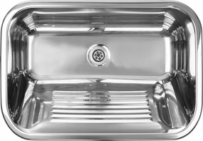 Háztartási mosogató acél 65x45x22cm 1 kamrás, mély, szifonnal