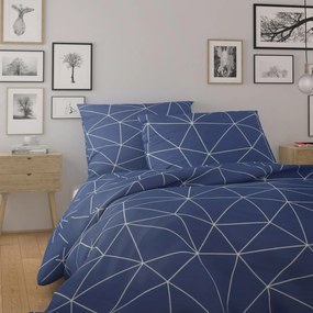 Kvalitex Nordic Grid pamut ágyneműhuzat kék, 240 x 220 cm, 2x 70 x 90 cm, 240 x 220 cm, 2 db 70 x 90 cm