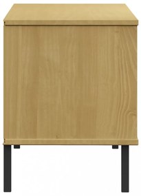 OSLO barna tömör fa cipőszekrény fém lábakkal 106 x 35 x 45 cm