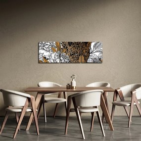 Kép - leopárd a virágok között (órával) (90x30 cm)