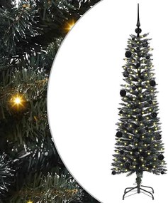 vidaXL Mű karácsonyfa 150 LED-del Zöld 150 cm PVC és Műanyag és Acél
