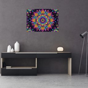 Üveg kép - Kaleidoszkópos mandala (70x50 cm)