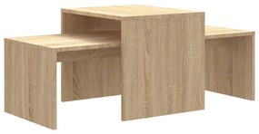 Sonoma tölgy szerelt fa dohányzóasztal szett 100 x 48 x 40 cm