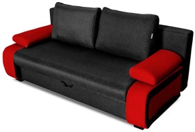 Ines (szövetes) kanapé, fekete - piros