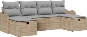 vidaXL Kanapé Szett párnával 6 pcs Beige és Világosszürke polirattan