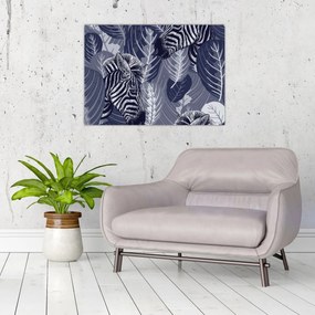 Üveg kép - Kék zebrák (70x50 cm)