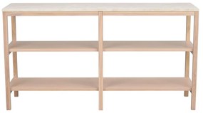 Fehér-natúr színű konzolasztal kő asztallappal 140x40 cm Orwel - Rowico