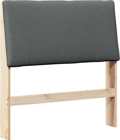 vidaXL Kárpitozott fejtámla Sötétszürke 90 cm Tömör fenyőfa