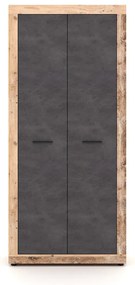 Kétajtós Gardróbszekrény Öregfa/Betonszürke Színben. LUNA2