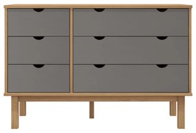OTTA barna-szürke tömör fenyőfa éjjeliszekrény 111x43x73,5 cm